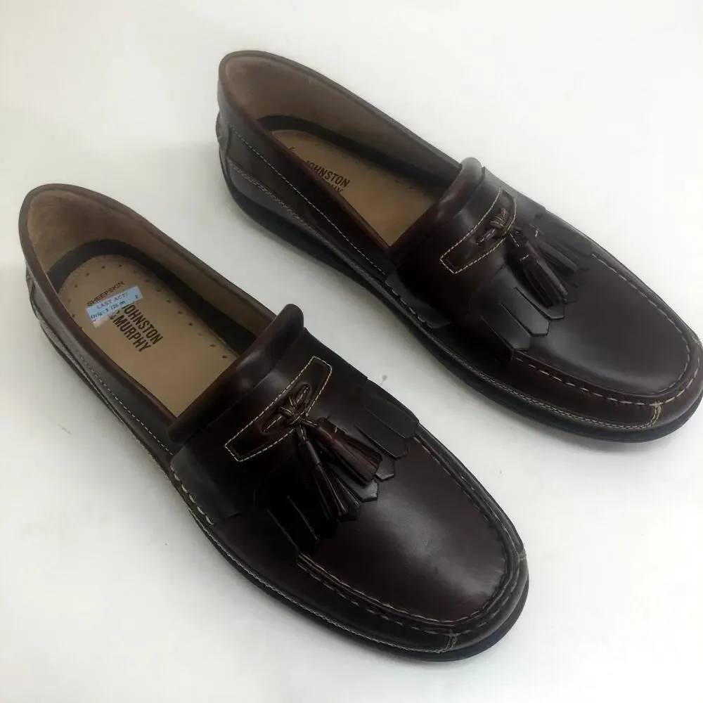 NWT Johnston & Murphy Fowler Kiltie Tassel Loafer Burgundy Leather Men's Size 12